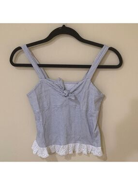 Justice Navy and White Striped Knot Girls Crop Top 💯% Cotton Size 12